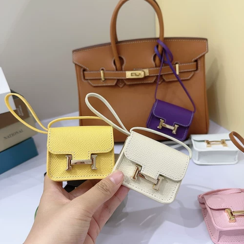 Маленькая высококлассная подвеска, кожаная небольшая сумка, наушники, сумка для техники, ключница, из натуральной кожи