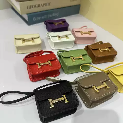 Маленькая высококлассная подвеска, кожаная небольшая сумка, наушники, сумка для техники, ключница, из натуральной кожи