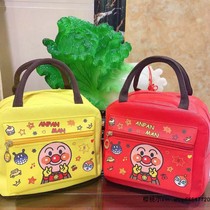 Cartoon Anpanman large capacity insulated lunch box bag PU leather double grid Mommy out tote bag lunch bag