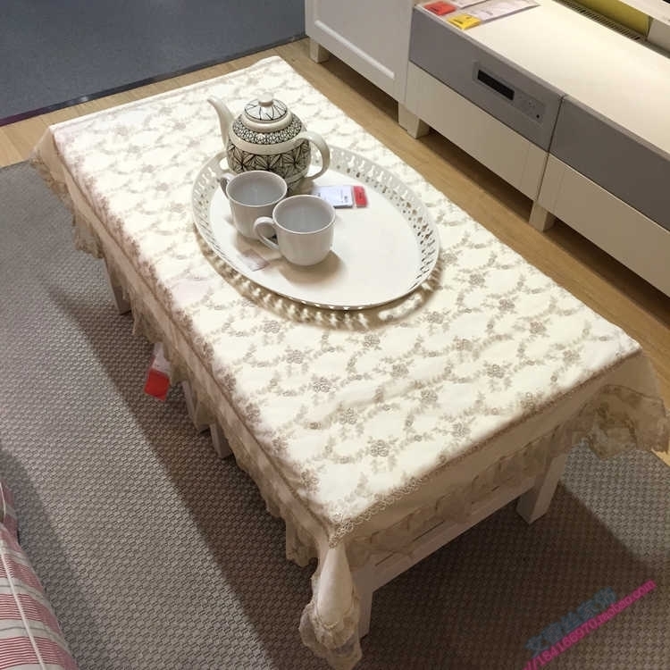 High-grade beige lace fabric Table cloth towel table cloth Coffee table cloth Round table cloth Refrigerator washing machine Universal cover cloth