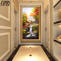 Oil painting hand-painted European porch decorative painting American landscape painting living room vertical painting corridor aisle mural