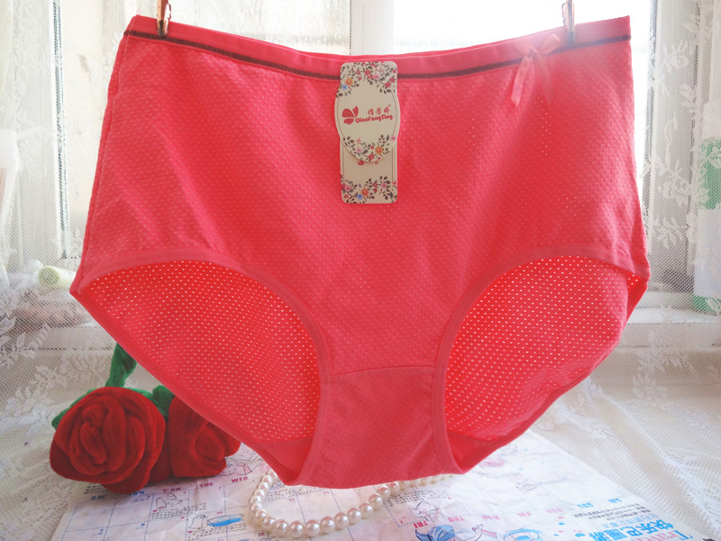Đích thực Qiao Fang Ting 6904 eo cao phiên bản lớn của cotton lưới thoáng khí bow kích thước lớn cotton ladies tam giác tóm tắt