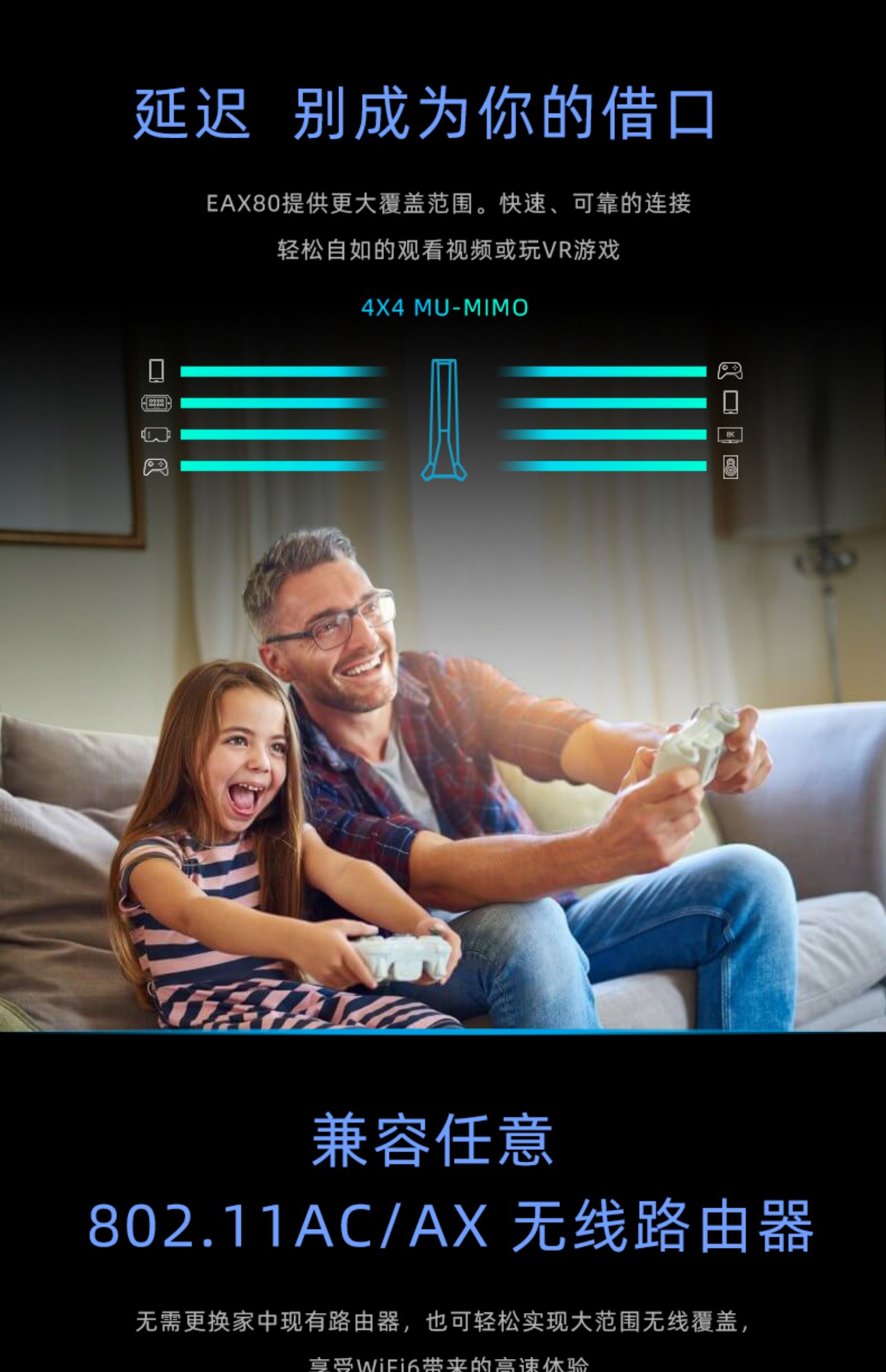 NETGEAR美国网件EAX80 AX6000M双频WiFi6无线MESH扩展器 千兆端口wifi信号扩大器中继器 家用wifi增强放大器商品详情图