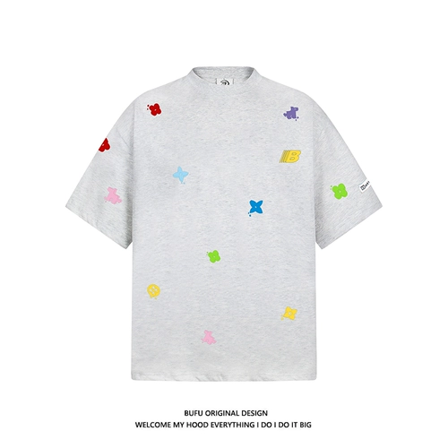 Головоломка в форме цветка, летняя футболка с коротким рукавом для влюбленных, в американском стиле, с вышивкой, этнический стиль