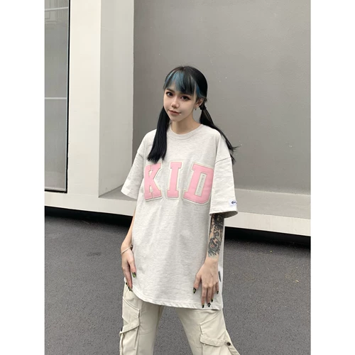 Летняя футболка с коротким рукавом для влюбленных, этнический стиль, в американском стиле, с вышивкой, оверсайз