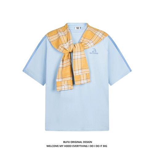 Съемная накидка подходит для мужчин и женщин, футболка для влюбленных, в американском стиле, с вышивкой, короткий рукав