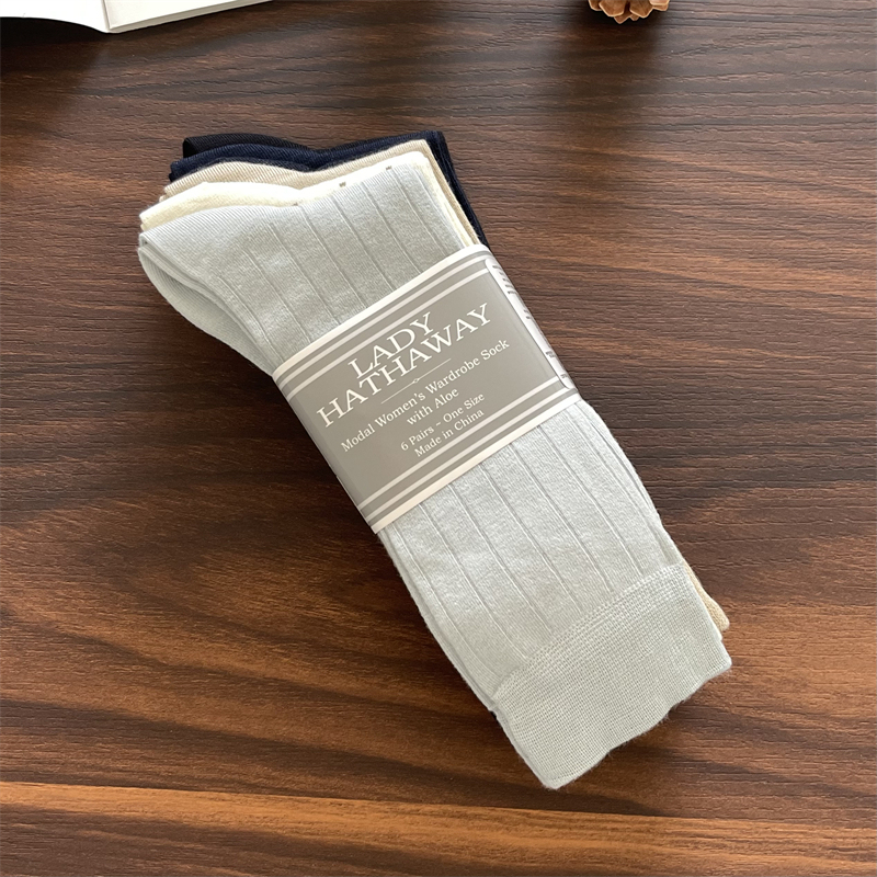 [6 Pairs Pack] Export Bamboo Fiber Socks Size 37-41 Unisex Mid-Calf Thin Seamless Socks Antibacterial and Deodorizing