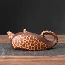 Lixing Purple Sand Pot Famous master Ge Jun Purple Sand Pot Ge Jun Pottery Workshop Handmade Collection Golden Money Leopard Teapot