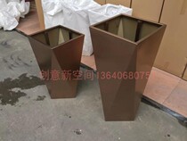 Rhombus polygonal stainless steel florator metal flower pot large floor flower case drawing stainless steel vase Indoor