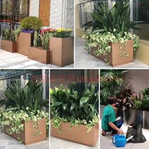 Outdoor Composition Flower Case Iron Art Mobile Flower Racks Stainless Steel Flower Groove Rectangular Flower Beds Outdoor Finished Flower Pots Custom