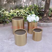 Outdoor Upscale Flower Case Flowerpots Cylindrical hotel Mall Square Sales premises Portfolio Stainless Steel Gardening Flower Bowl