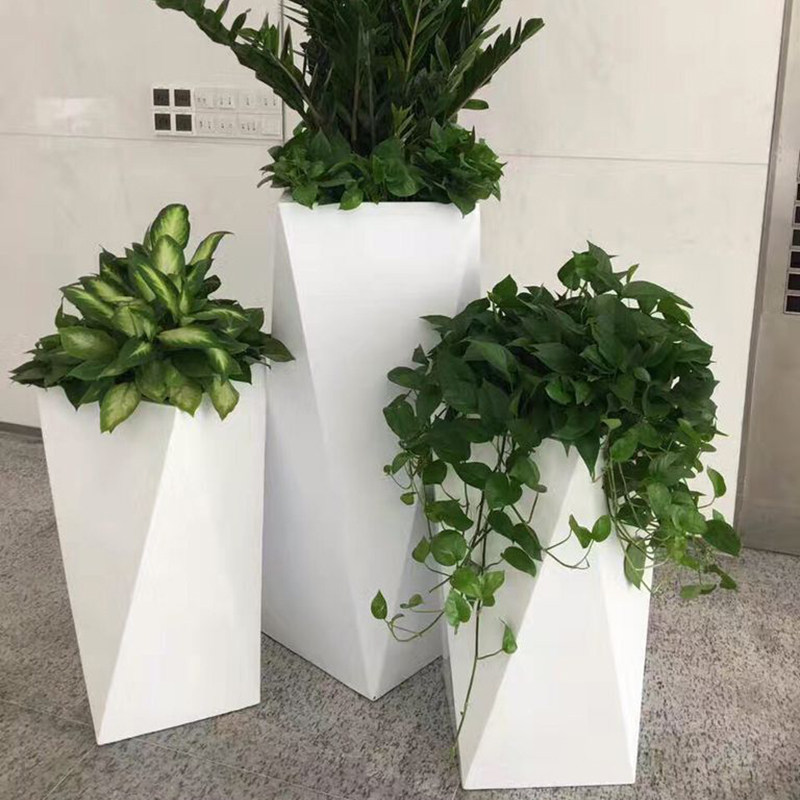 Modern new minimalist fibreglass mall large floor flower pot flower pot outdoor landscape florist florist custom