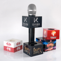 Customized media reporter acrylic interview host microphone station logo microphone billboard wheat brand sticker station logo