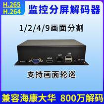 4-way surveillance network video decoder high-definition digital IPC split screen decoding on the wall compatible with Haikang Dahua H265