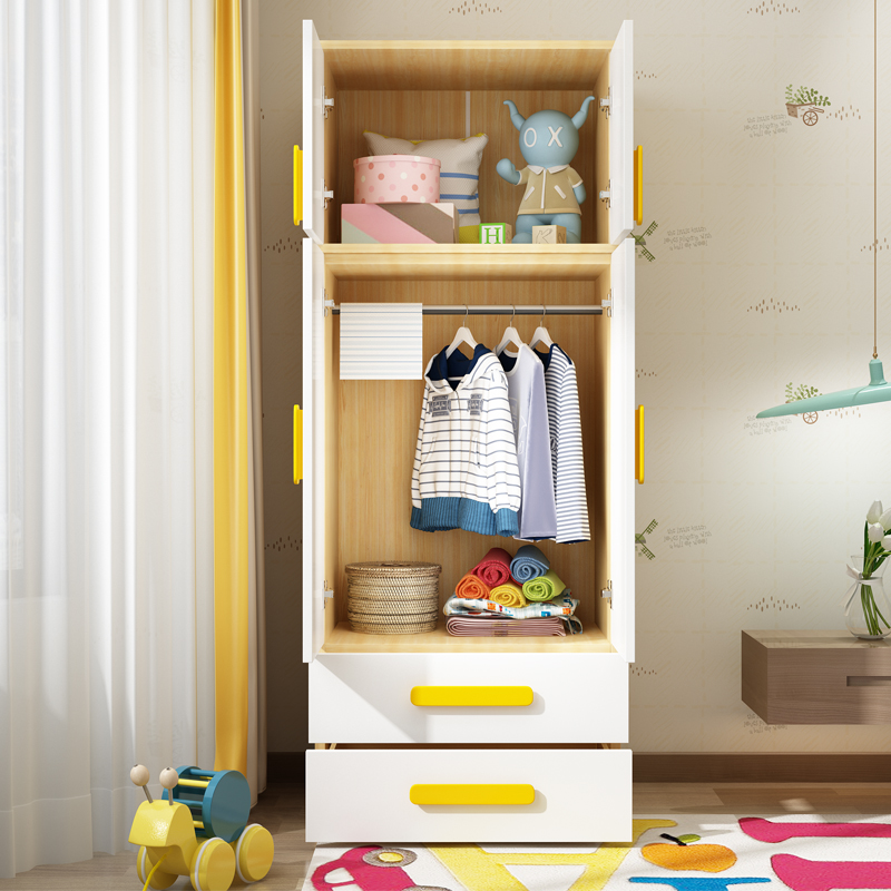 Boys And Girls Children S Wardrobe Wood Wardrobe Simple Modern Bedroom Economy 2 Sliding Doors Wardrobe Closet Drawers
