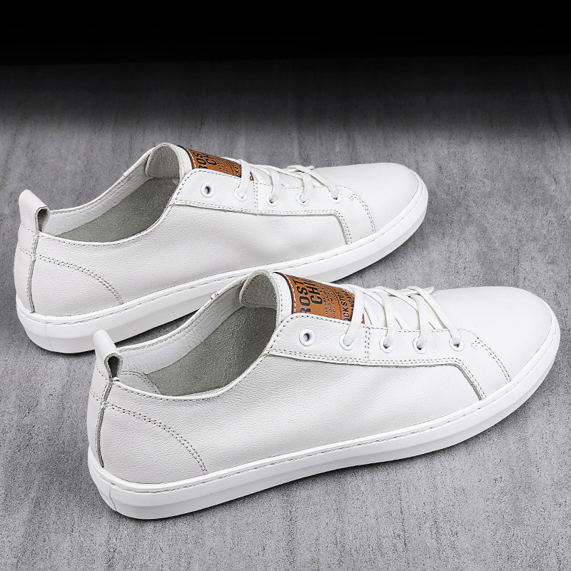 Small white shoes men's 2022 new spring men's casual shoes leather basic all-match sneakers large size men's shoes 45 low top