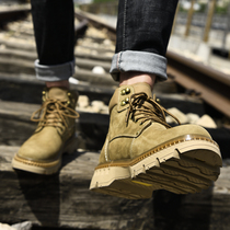 Martin boots mens high-top winter plus velvet tooling boots genuine leather warm British thick-soled outdoor boots can not kick bad rhubarb boots