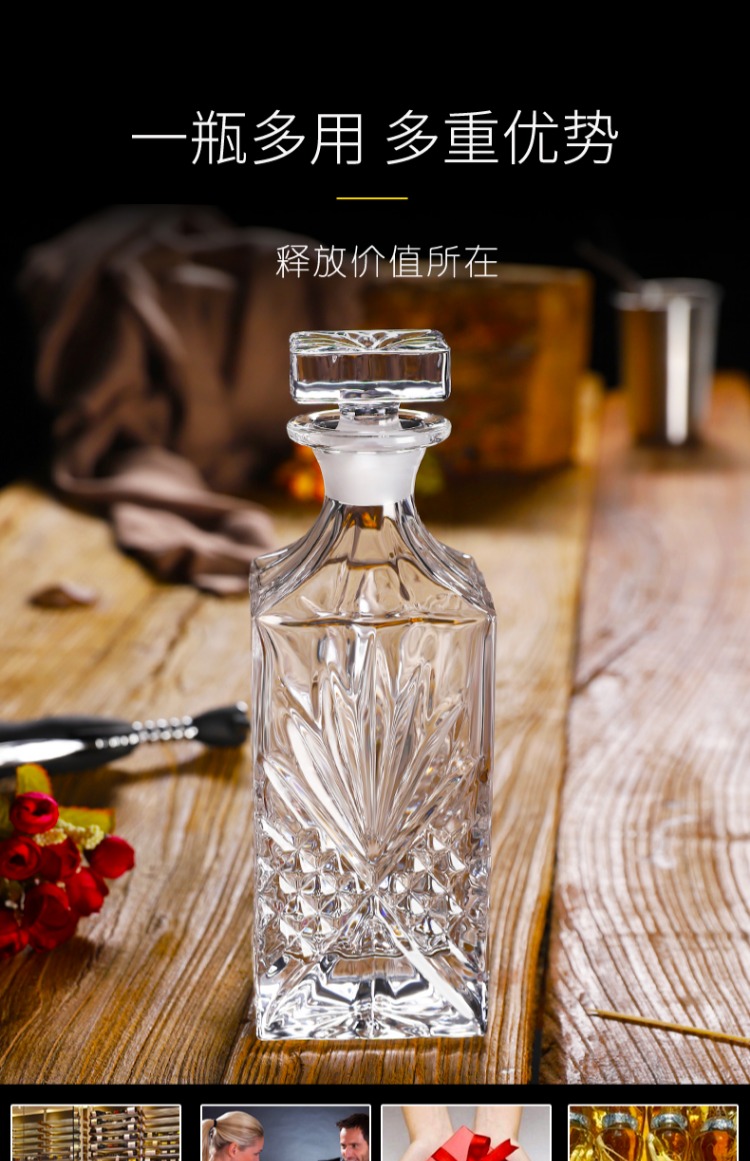 Con dấu châu Âu với nắp decanter rượu vang mát chai rượu vang chai nhà kính pha lê hip bình rượu vang hầm rượu - Rượu vang cốc uống rượu vang