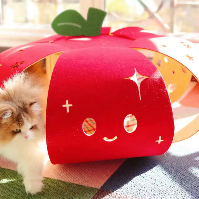 C-Queen/Miamia Afternoon Tea Series Felt Tunnel Cat Nest Cat Tunnel Multifunctional Play Mat Cat Toy