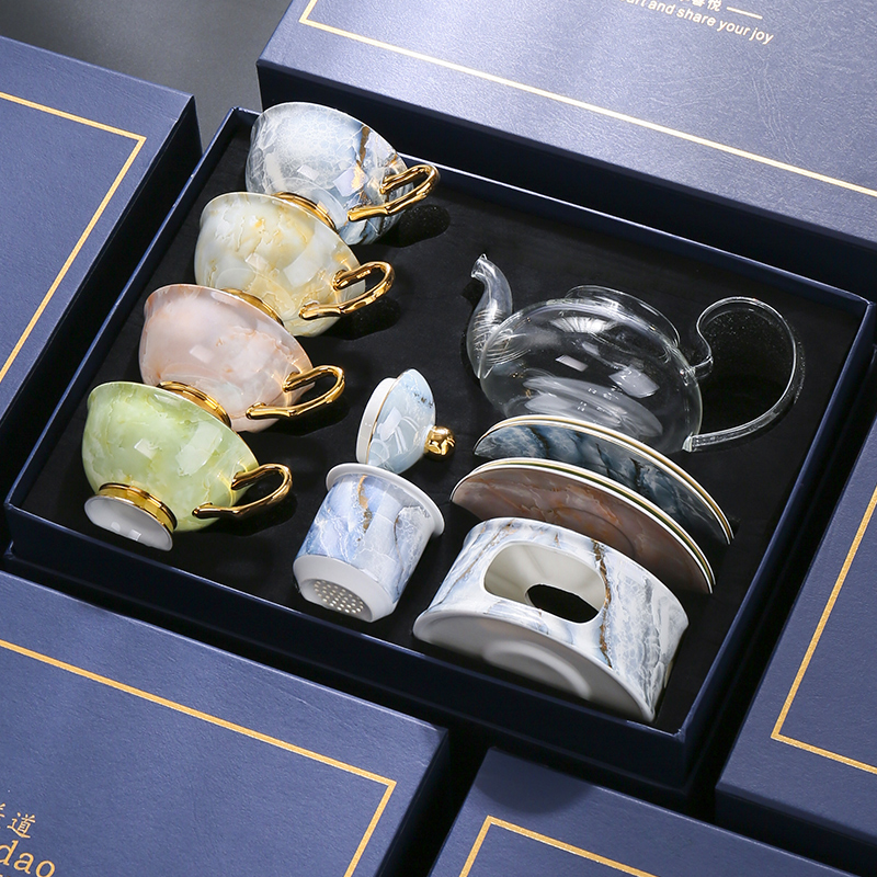 Beauty Aisle Season Change Glass Bubble Teapot Teapot Candle Heating Boiled Tea Afternoon Tea Tea Set Suit Bone Porcelain Flower Tea Cup-Taobao