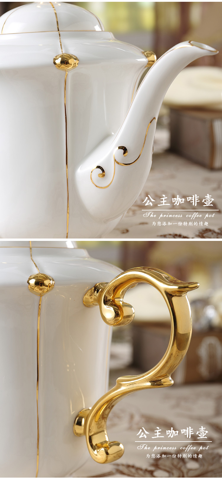 Xương Trung Quốc nồi cà phê nhà Châu Âu trà vàng nghệ thuật Ý nồi gốm sứ ấm trà dài miệng mỏng nồi miệng bình pha cà phê moka