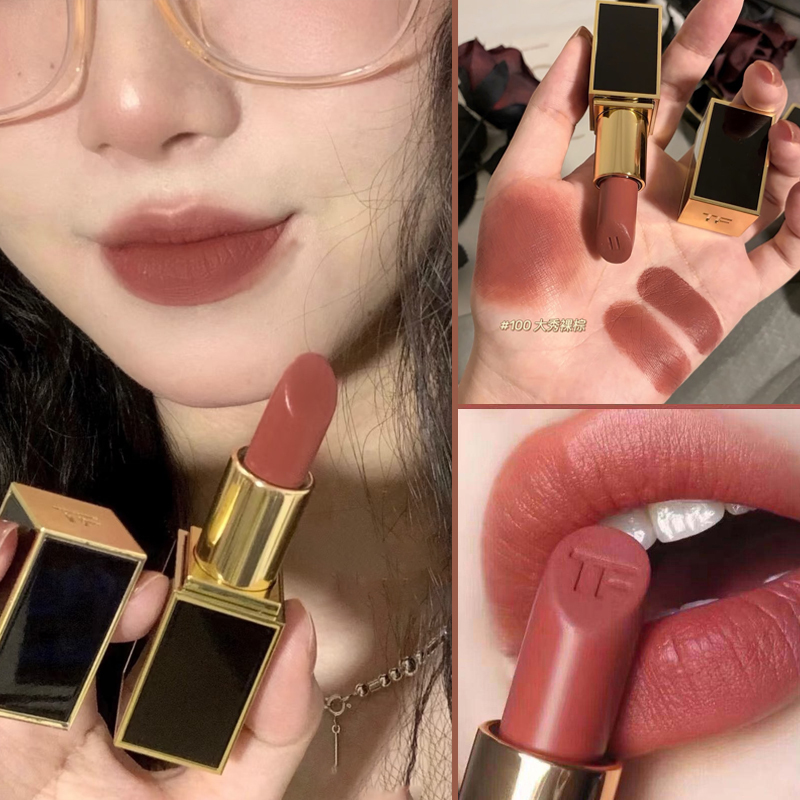 Tf Lipstick Black Tube Matte 100 Cinnamon Milk Tea Color Moisturizing and Nourishing Big Brand 05 15 16 50 52 80 90