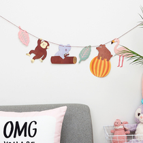 ins Girl heart style room dormitory decoration Love animal bunting triangle string flag hanging decoration Birthday party supplies