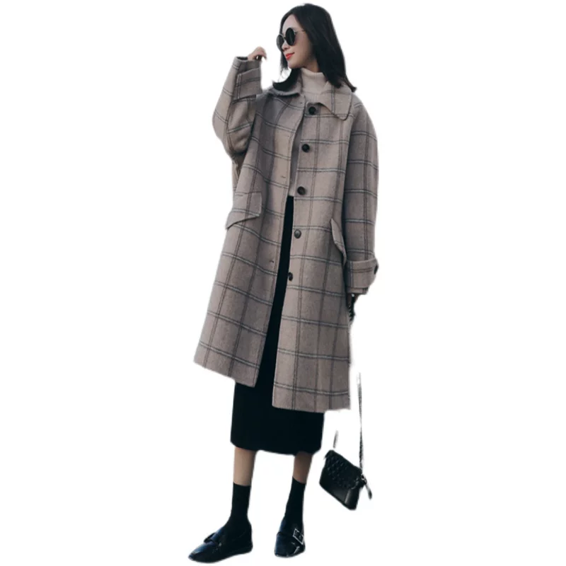 Woolen woolen coat, long jacket, 2022 years, mid-length, increased thickness