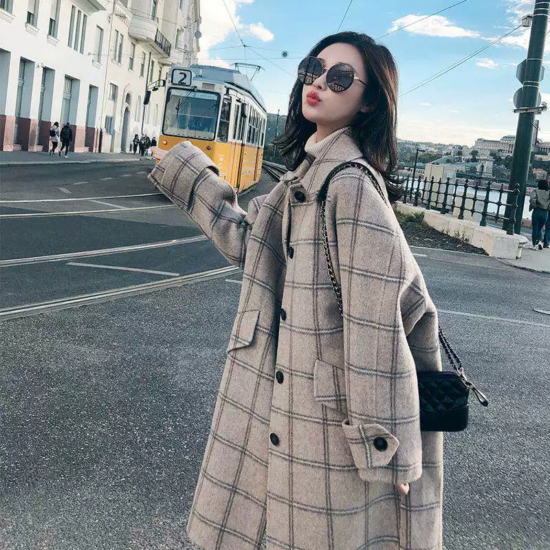 Woolen woolen coat, long jacket, 2022 years, mid-length, increased thickness