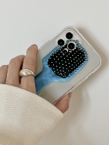 A little funny and cocoa love love blue comb pink mirror transparent tpu Apple phone case iphone13