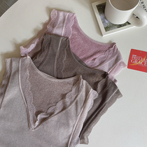 Strange uncle (wearing an artifact in autumn and winter) High-elastic skin-friendly thick thermal underwear and velvet bottoming vest woman