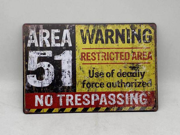 товар из китая 美利坚洋行51区广告牌 area 51洋铁皮 禁止穿越标示牌 Wtf