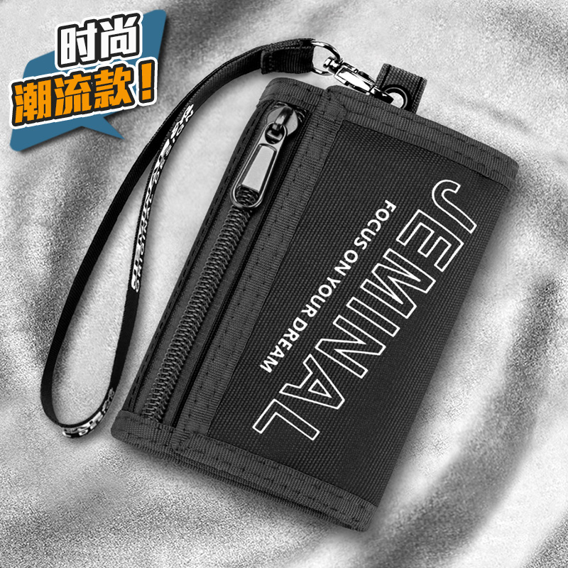 Han Edition Cloth Triple Fold Short canvas Folded Little Purse Female Male Universal Day Ensemble Young Students Vertical small Mini Mini