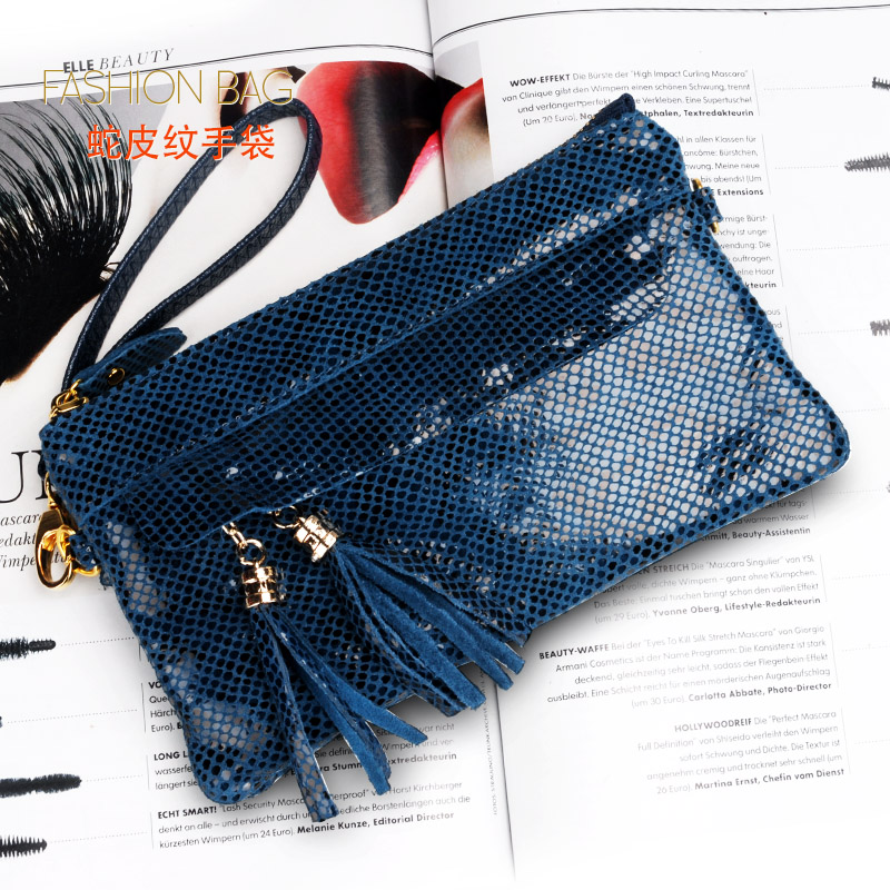 Female style snake leather bright wallet wallet with bag zip strand shoulder slope bag