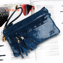 Womens fashion Snake Leather Striped sequel with long wallet Money clip hand carrying bag zipped zipped single shoulder slanted satchel