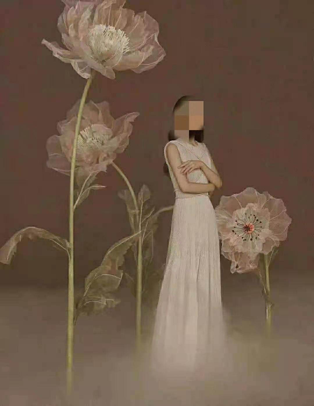 Flower fairy large stage Silk screen paper art flower wedding ceremony decoration background shooting film decoration three-dimensional props