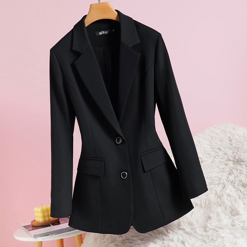 Yuxiangyan Spring Suit Jacket for Women 2026 New Black Small Suit Light Luxury Stylish Single-Breasted Suit with Waist Belt
