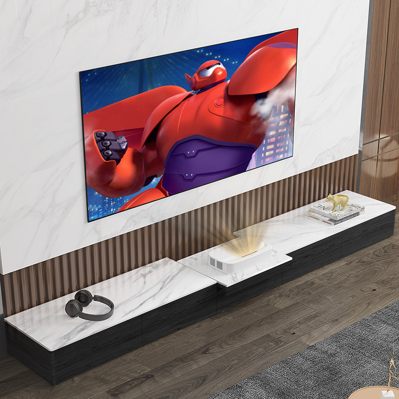 Laser TV Cabinet Projection Short Charred Electric Telescopic Intelligent Rock Plate Ground Desk Special Cabinet Sea Letter Peak Mi Floor Cabinet