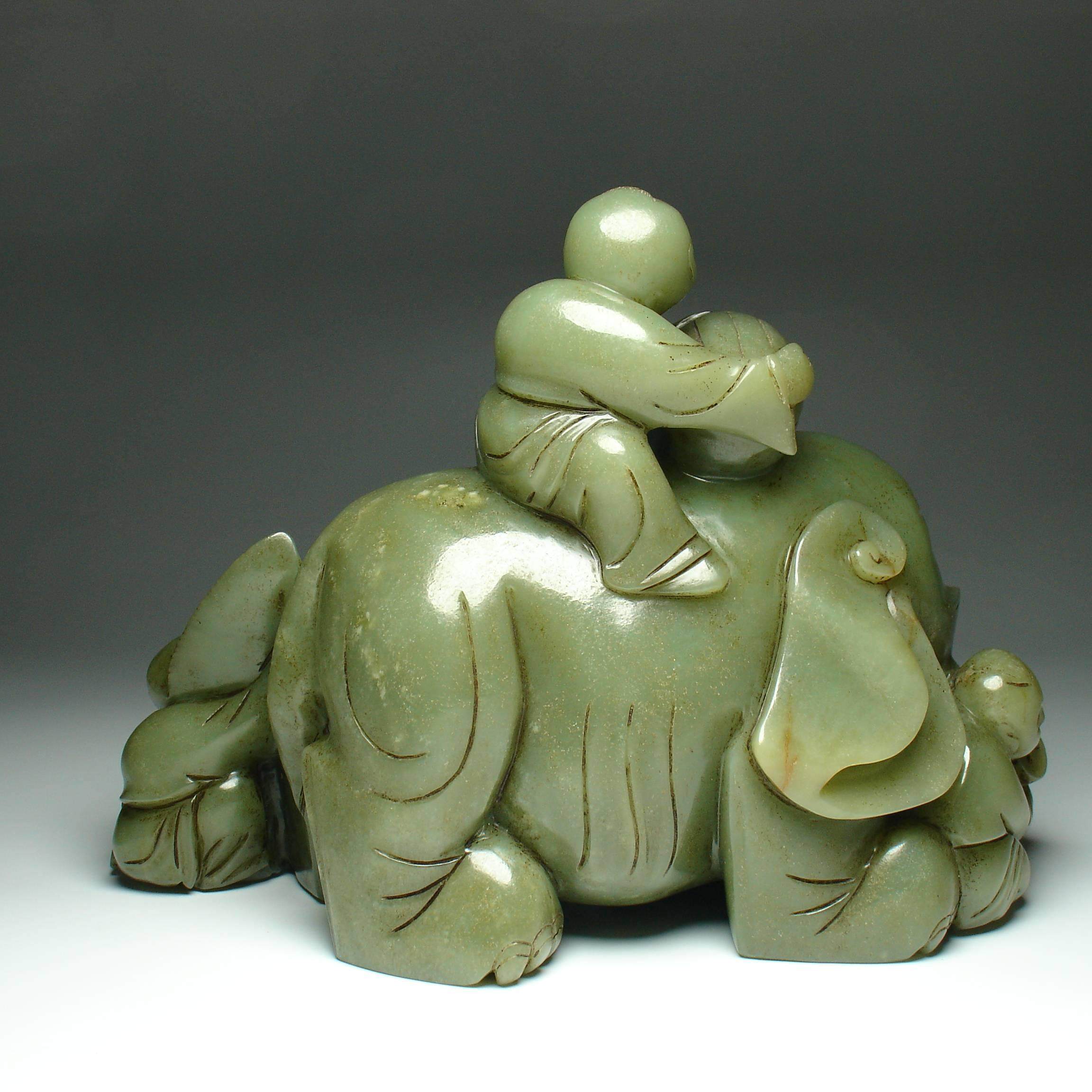 和田青玉童子洗象：穿越百年的清晚期艺术品，你值得拥有！-笔搁-淘宝好物网