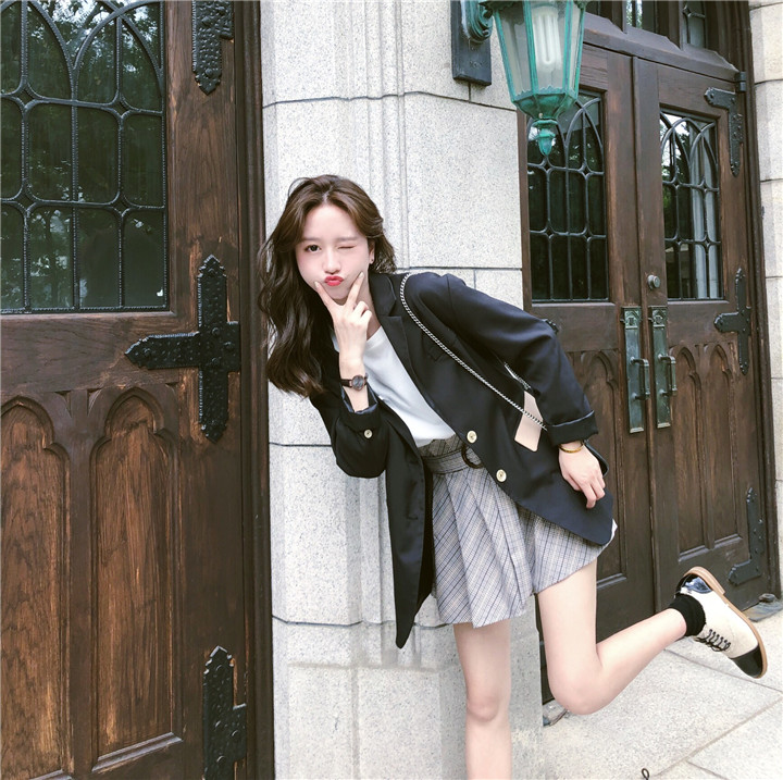 Thịt thành phẩm ROUWANBABY180804 khí chất tươi mát Miss chị phù hợp với áo khoác nhỏ 2018 nữ mới mẫu áo vest nữ tay lỡ
