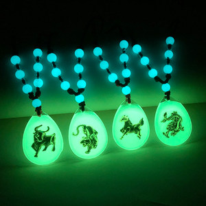 Luminous Zodiac Sign Necklace for Men and Women, Children's Birth Year Red String Pendant, Dragon, Tiger, Monkey, Pig, Snake Pendant
