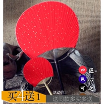 Calligraphy writing wan nian hong sprinkle golden red black blue coffee half Xuan Paper Fan Fan blank on the warm threshold which leads into the Palace fan
