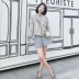 Daxi tự chế 2018 thu đông mới phiên bản Hàn Quốc của áo len kẻ sọc kẻ sọc nữ dài phần nhỏ thơm áo gió áo dạ hàn quốc đẹp Áo Hàn Quốc