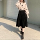 Daxi tự chế 2018 thu đông mới Hàn Quốc khí chất da lộn hoang dã xếp li váy mùa thu retro slim slim chân váy chữ a dáng dài