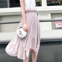 Daxi homemade skirt women 2019 summer new Joker gentle wind half skirt super fairy skirt retro pleated skirt