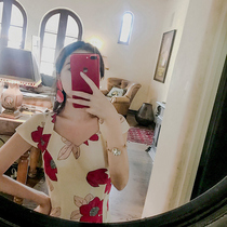 Big happy homemade 2020 Spring Summer new long vintage slim A pendulum slim high waisted dress