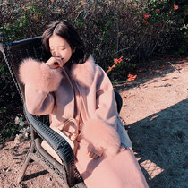 Big happy homemade 2019 autumn and winter New short double-sided tweed gentle wind coat female fur vest two-piece Korean version