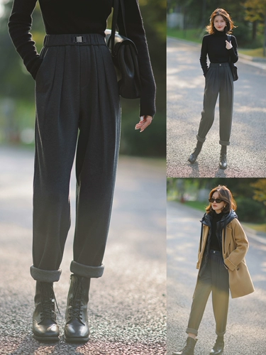 Шерстяные модные ретро штаны, свободный прямой крой