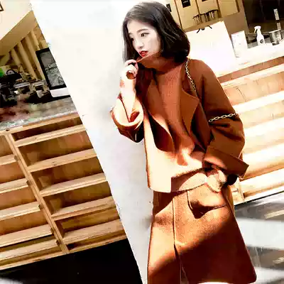 Daxi homemade autumn handmade double-sided wool woolen set female chic short small loose coat coat coat