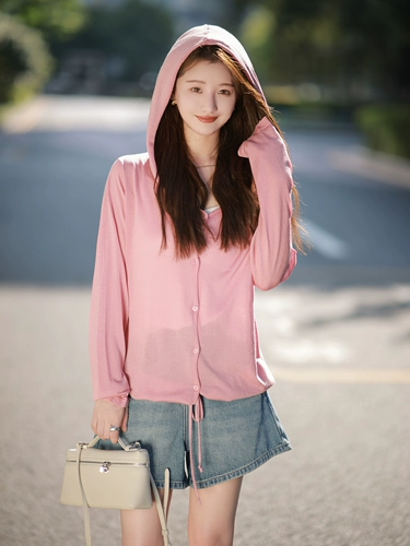 Трикотажный свитер, летняя одежда для защиты от солнца с капюшоном, летний шелковый лонгслив